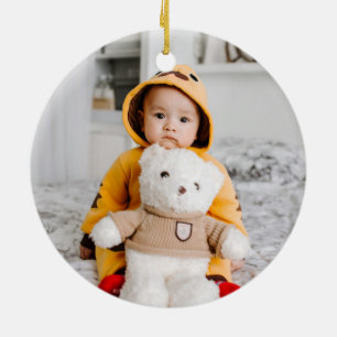 Baby's eerste Kerstmis   Aangepaste foto en naam Keramisch Ornament