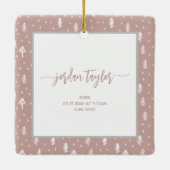 Baby's Eerste Kerstmis Aangepaste naam Roze Keepom Keramisch Ornament (Achterkant)