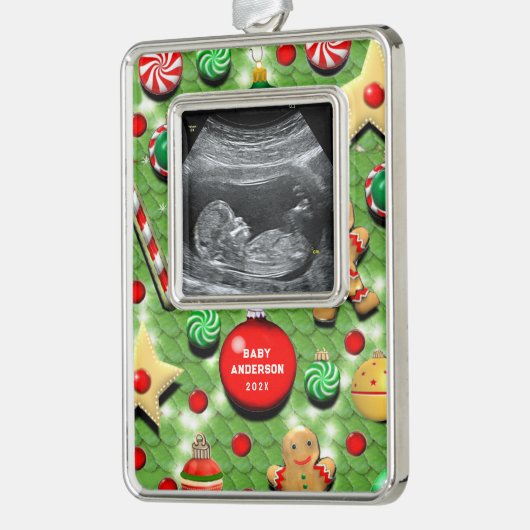 Baby's Eerste Kerstmis Collectible Verzilverd Kader Ornament (Links)