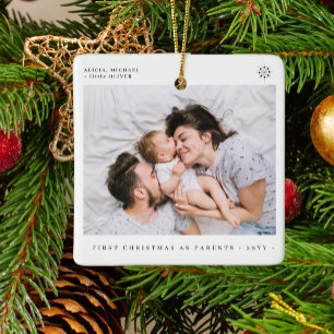 Baby's Eerste Kerstmis eenvoudige minimale familie Keramisch Ornament