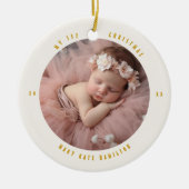 Baby's Eerste Kerstmis Foto Aandenken Keramisch Ornament (Voorkant)