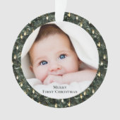 Baby's Eerste Kerstmis Foto Aandenken Ornament (voorkant)