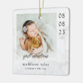 Baby's Eerste Kerstmis Foto Marmer Keramisch Ornament (Links)