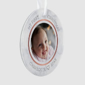 Baby's Eerste Kerstmis Foto Modern Marmer Ornament (voorkant)