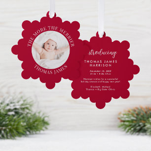 Babys Eerste Kerstmis Foto Rode Vakantie Ornament Kaart