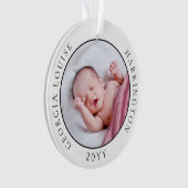 Baby's Eerste Kerstmis Geboorte Statistieken Foto Ornament (voorkant)