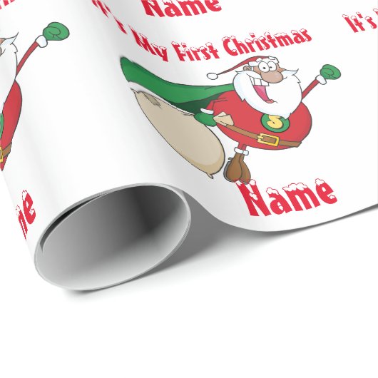 Babys Eerste Kerstmis genaamd Giftwrap SuperSanta Cadeaupapier (Rol Hoek)