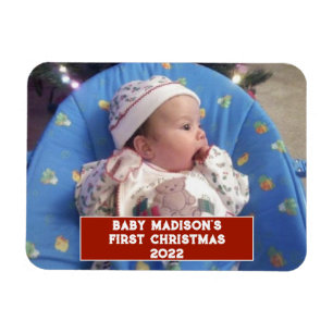 Baby's Eerste Kerstmis Gepersonaliseerd Magneet