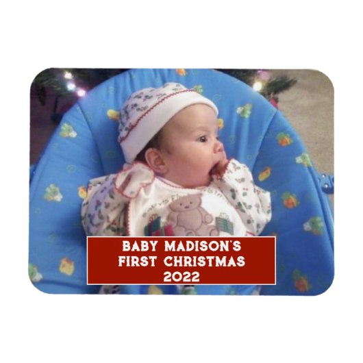 Baby's Eerste Kerstmis Gepersonaliseerd Magneet (Horizontaal)