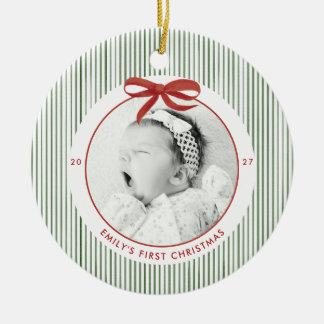 Baby's Eerste Kerstmis Gestreept Keramisch Ornament