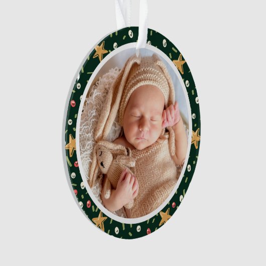 Baby's Eerste Kerstmis Groene Wrath Modern Elegant Ornament (voorkant)