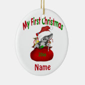 Babys Eerste Kerstmis Kat, speciaal gepersonalisee Keramisch Ornament (Rechts)