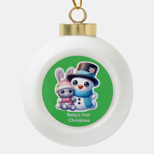 Baby's eerste Kerstmis Keramische Bal Ornament (Voorkant)