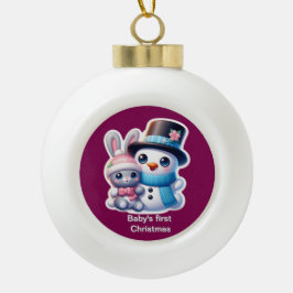 Baby's eerste Kerstmis Keramische Bal Ornament