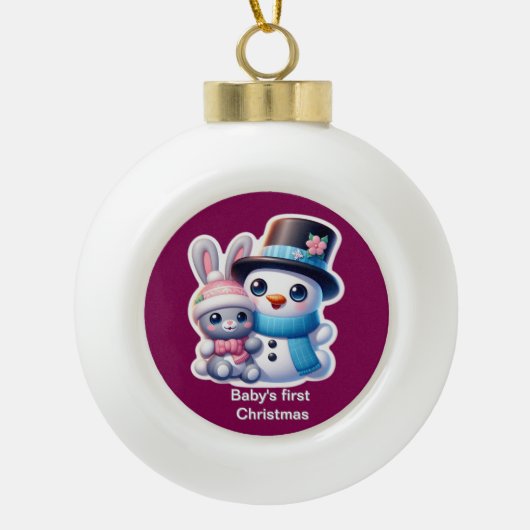 Baby's eerste Kerstmis Keramische Bal Ornament (Voorkant)