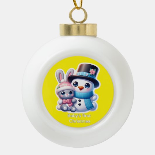 Baby's eerste Kerstmis Keramische Bal Ornament (Voorkant)