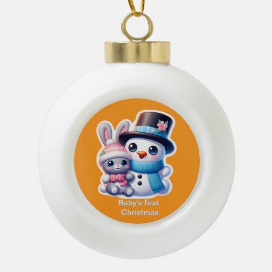 Baby's eerste Kerstmis Keramische Bal Ornament (Voorkant)