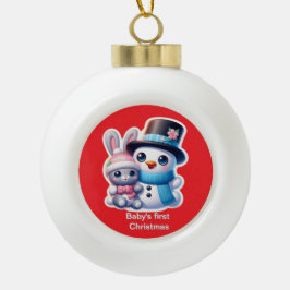 Baby's eerste Kerstmis Keramische Bal Ornament