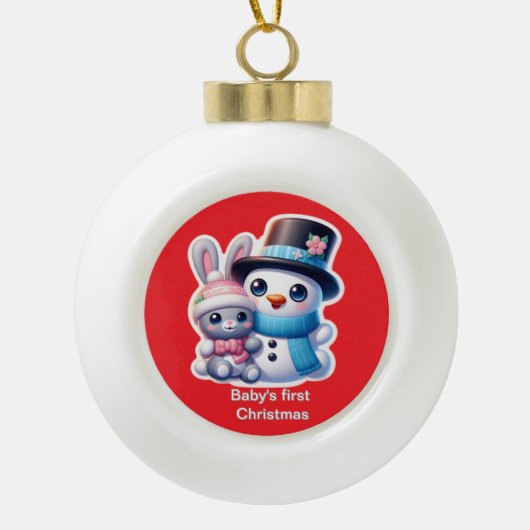 Baby's eerste Kerstmis Keramische Bal Ornament (Voorkant)