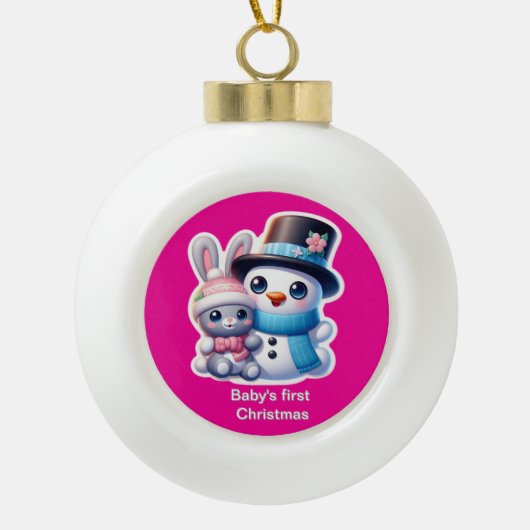 Baby's eerste Kerstmis Keramische Bal Ornament (Voorkant)