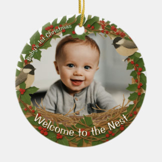Baby's eerste kerstmis keramische kerstbal bosrijk keramisch ornament