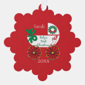 Baby's Eerste Kerstmis met naam en datum Ornament Kaart (Voorkant)