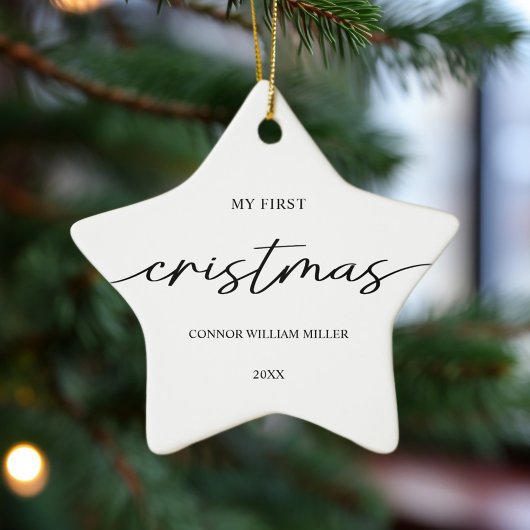 Baby's eerste Kerstmis minimaal Elegant Modern Keramisch Ornament