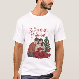 Baby's Eerste Kerstmis Nieuw Baby Vakantie Koppels T-shirt