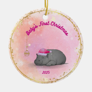 Baby's eerste kerstmis - Porseleinen nijlpaard orn Keramisch Ornament