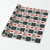 Baby's eerste Kerstmis Santa Hat Sneeuwboom Foto Cadeaupapier (Uitgerold)
