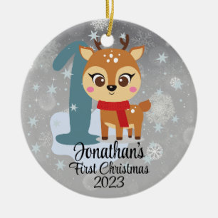 Baby's Eerste Kerstmis schattige rendieren moderne Keramisch Ornament