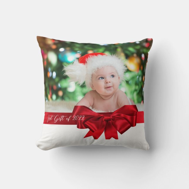 Baby's eerste Kerstmis. Sierkussen Beste cadeau (Voorkant)