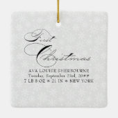 Baby's Eerste Kerstmis Verticale Foto Snowflake Ce Keramisch Ornament (Achterkant)