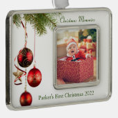 Baby's eerste Kerstmis Verzilverd Kader Ornament (Rechts)