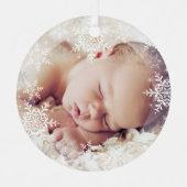 Baby's eerste Kerstmis White Silver Snowflakes Orn Metalen Ornament (Voorkant)