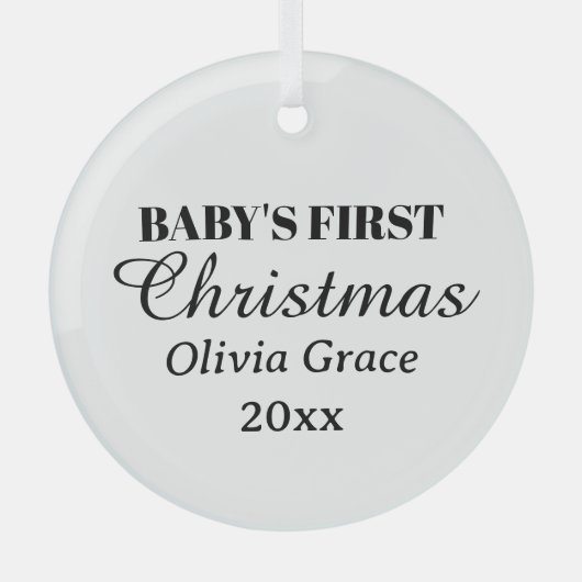 Baby's eerste kerstnaam Jaar Keepsake Glas Ornament (Voorkant)