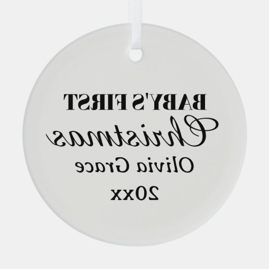 Baby's eerste kerstnaam Jaar Keepsake Glas Ornament (Achterkant)