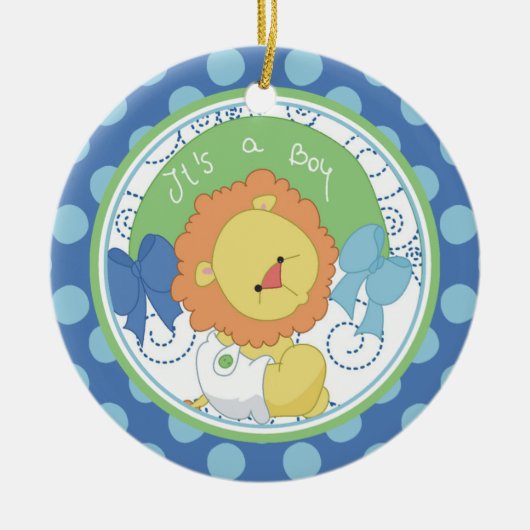 Baby's eerste kerstornament edele leeuw keramisch ornament (Voorkant)