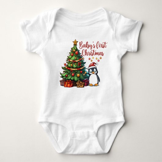 Baby's eerste kerstpak | Schattigee pinguïn Romper (Voorkant)