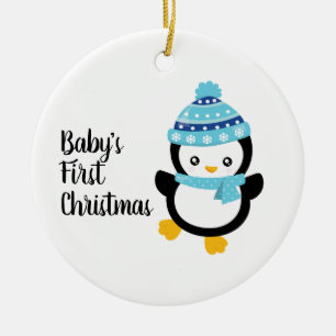 Baby's eerste kerstpinguïn keramisch ornament