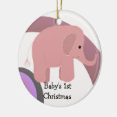 Baby's eerste kerstroze olifant keramisch ornament (Links)