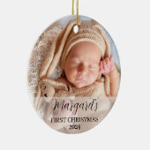Baby's eerste kerstscript Modern Elegant Keramisch Ornament (Rechts)