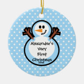 Baby's eerste kerstsierjongen Snowman Boy Keramisch Ornament (Voorkant)