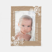 Baby's eerste kersttan foto Snowflakes Fleece Deken (Voorkant)
