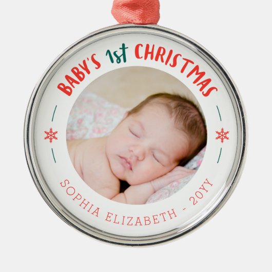 Baby's eerste kersttasje metalen ornament (Voorkant)