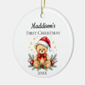 Baby's Eerste Kerstteddybeer Foto Ornament (Links)