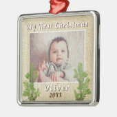 Baby's eerste kersttong metalen ornament (Links)