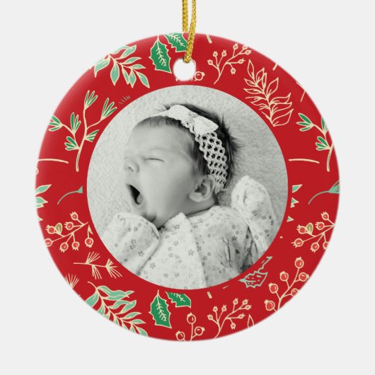 Baby's Eerste Kerstvakantie Patroon Ornament (Voorkant)