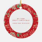 Baby's Eerste Kerstvakantie Patroon Ornament (Achterkant)