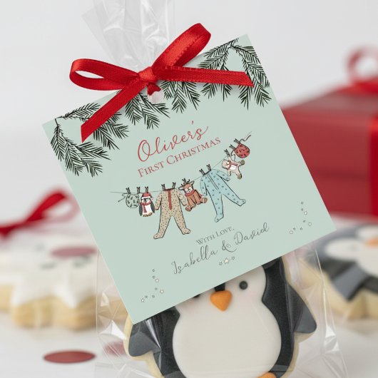 Baby's Eerste Kerstvakantie Seizoen Gift Labels